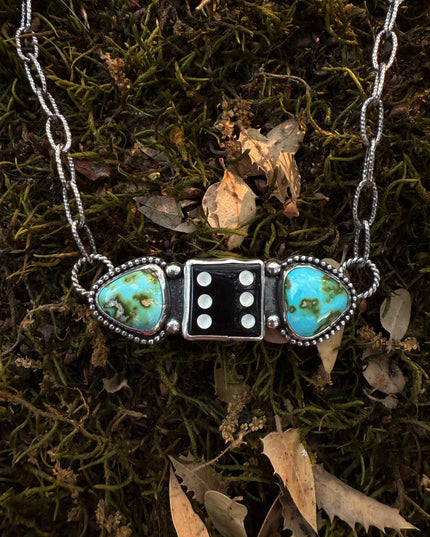 Turquoise & Onyx Dice Necklace