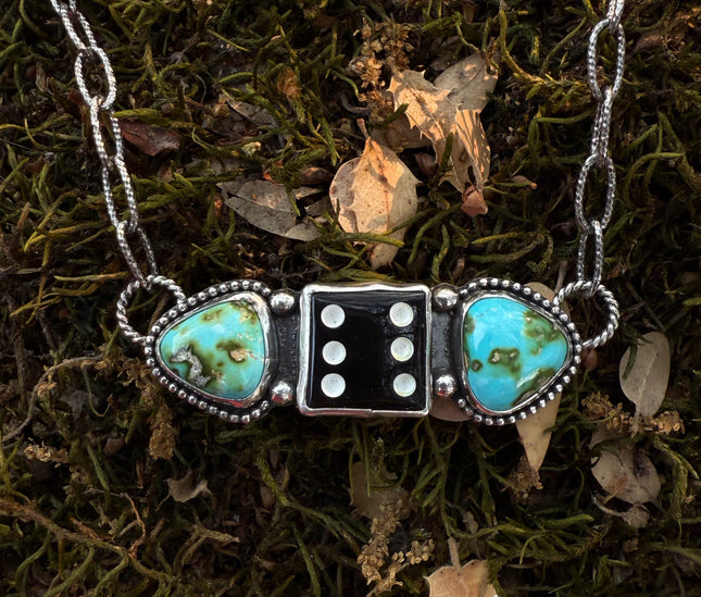 Turquoise & Onyx Dice Necklace