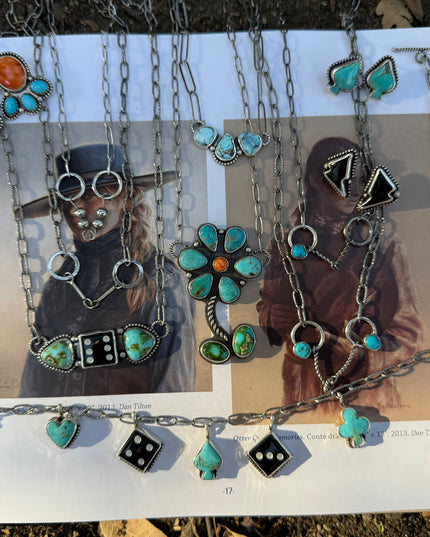 Turquoise & Onyx Dice Necklace