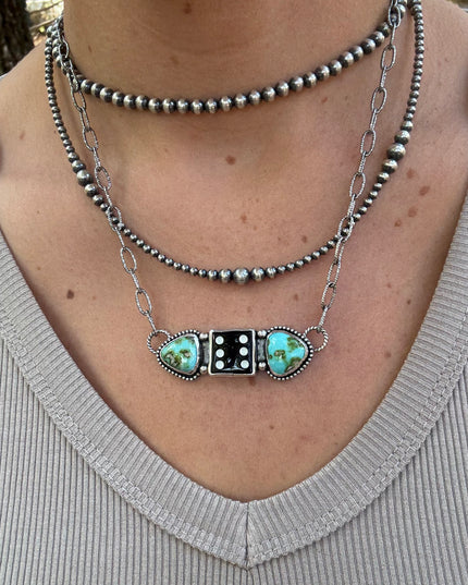 Turquoise & Onyx Dice Necklace