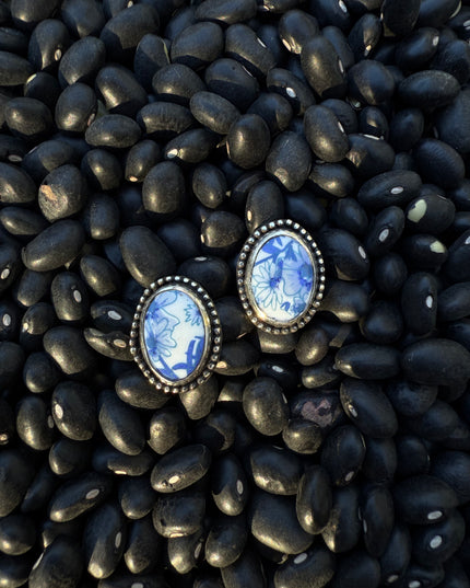 Blue Cowgirl China Stud Earrings