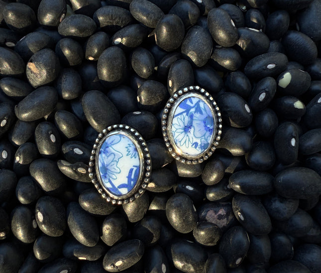 Blue Cowgirl China Stud Earrings