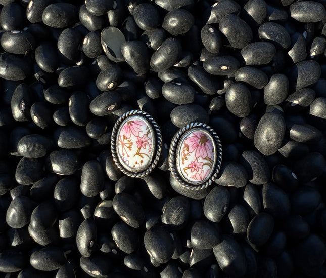 Pink Cowgirl China Stud Earrings