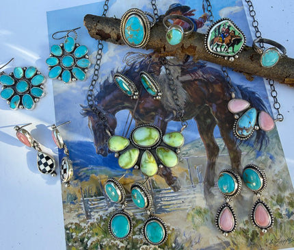 Pink Conch & Checker Dangle Earrings